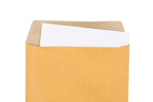 envelope with document isolated on white background. photo