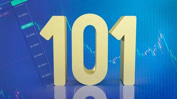 101 gold number on business background for beginner concept 3d rendering photo