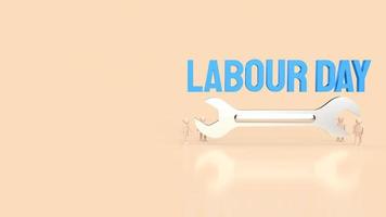 The labour day word and wrench for holiday concept 3d rendering photo