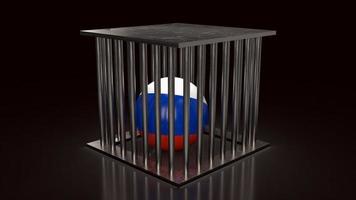Russia ball in cage for sanction concept 3d rendering photo