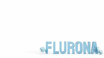 The flurona word and virus on white background  for outbreaks or sci concept 3d rendering photo