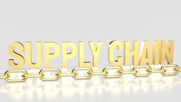 The gold word supply chain on white background fro business concept 3d rendering photo