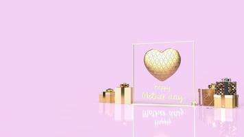 The gold heart and text for happy mother day concept 3d rendering photo