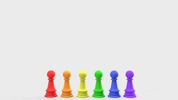 The chess multicolor  for lgbt concept 3d rendering photo