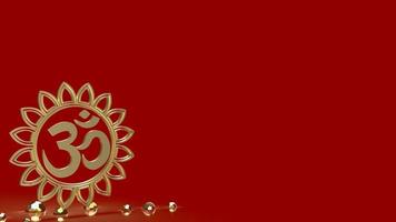 The ohm gold on red background  3d rendering photo