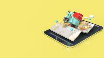 The map and tablet for delivery  or  apps transport  concept  3d rendering photo