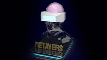The crystal head and headset on tablet for metaverse content 3d rendering photo