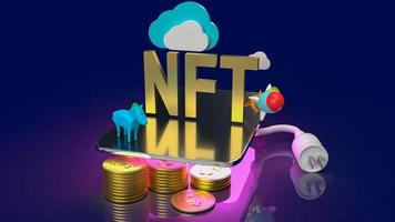 The nft or Non Fungible Token for art and technology concept 3d rendering photo