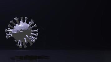 The white virus on black background for medical and sci content 3d rendering. photo