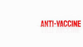 The Anti vaccine red text on white background  for medical and health concept 3d rendering photo