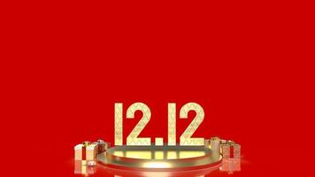The gold number 12.12 on geometry podium shape for display product and gift box for sale promotion concept 3d rendering photo