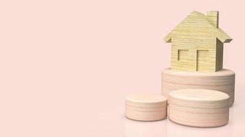 The wood home for property or construction concept 3d rendering photo