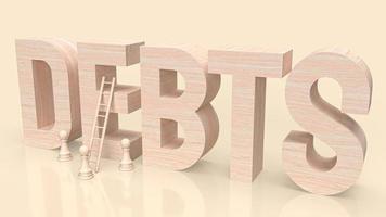 The debts wood text for business concept 3d rendering photo
