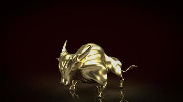 el toro de oro sobre fondo negro para la representación 3d del concepto de negocio foto