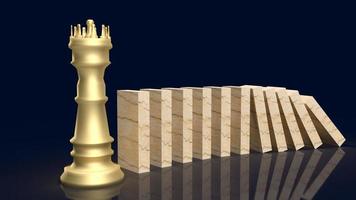 The king chess and  wood domino for business concept 3d rendering photo