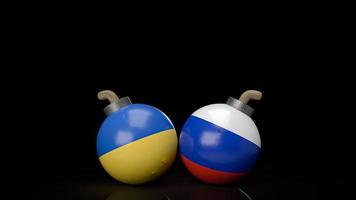 The bomb  Ukraine and Russia flag for business or war concept 3d rendering photo