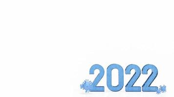 el número 2022 y el virus en el fondo blanco para la representación 3d del concepto sci foto