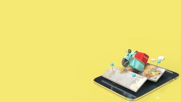 The map and tablet for delivery  or  apps transport  concept  3d rendering photo