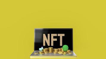 The nft or Non Fungible Token for art and technology concept 3d rendering photo