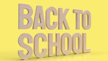 The wood back to school text in yellow color for education concept 3d rendering photo