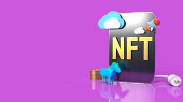 The nft or Non Fungible Token for art and technology concept 3d rendering photo