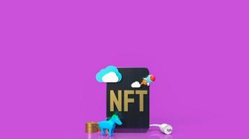 The nft or Non Fungible Token for art and technology concept 3d rendering photo