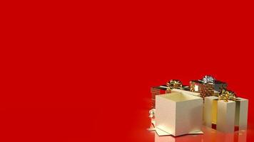 The gift boxes on red background for sale promotion business content 3d rendering photo