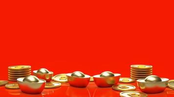 The Chinese gold on red background for celebration or new year concept 3d rendering photo