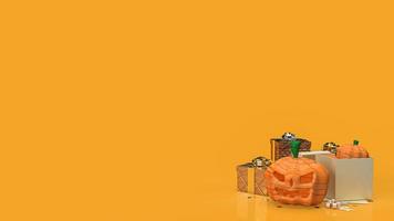 pumpkin jack and gift boxes for Halloween  concept 3d rendering photo