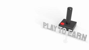 The joystick and play to earn text for game nft or technology  concept 3d rendering photo