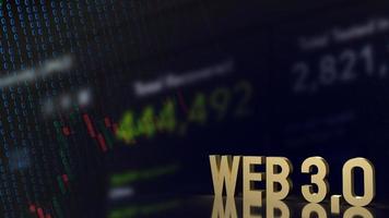 The Web 3.0 golden text on business background  3d rendering photo