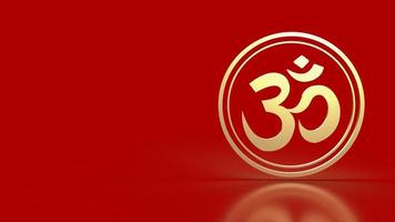 el ohm hindú o el oro om para el concepto de religión representación 3d foto