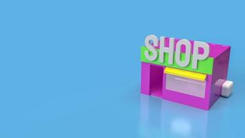 The shop on blue background for business concept 3d rendering photo