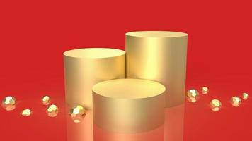 The gold podium on red background for showcase or present concept 3d rendering photo