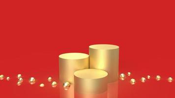 The gold podium on red background for showcase or present concept 3d rendering photo