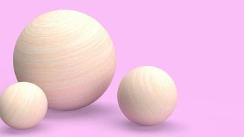 la esfera de madera sobre fondo rosa para una representación 3d abstracta foto