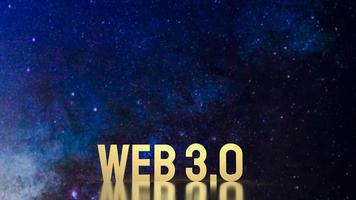 el texto dorado web 3.0 en el fondo del espacio para el concepto de tecnología de representación 3d foto
