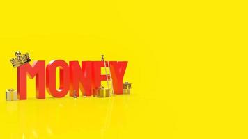 money red text  on yellow background for business content 3d rendering. photo