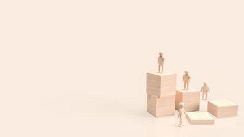 wood cube and figure for abstract or business concept 3d rendering photo