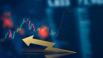 The gold arrow up on business chart background 3d rendering photo