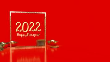 gold number 2022 Chinese  style  for happy new year concept 3d rendering photo