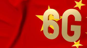 The 6g gold on Chinese flag for technology  or communications  concept 3d rendering photo