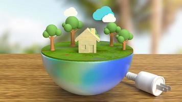 earth and electric plug for environment or ego system concept 3d rendering photo