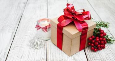 christmas gift box and decorations photo