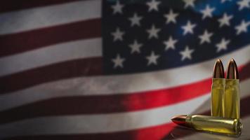 The bullet on Usa flag for law or crime concept 3d rendering photo