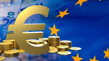 The eu symbol and gold coins for business concept 3d rendering photo
