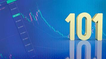 101 gold number on business background for beginner concept 3d rendering photo