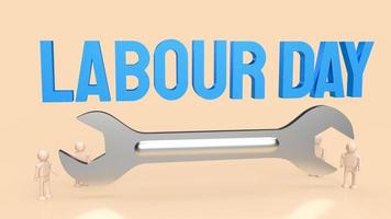 The labour day word and wrench for holiday concept 3d rendering photo