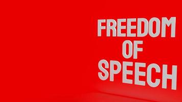 la palabra libertad de expresión, discurso sobre fondo rojo 3d renderizado. foto