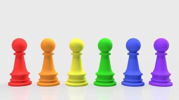 The chess multicolor  for lgbt concept 3d rendering photo